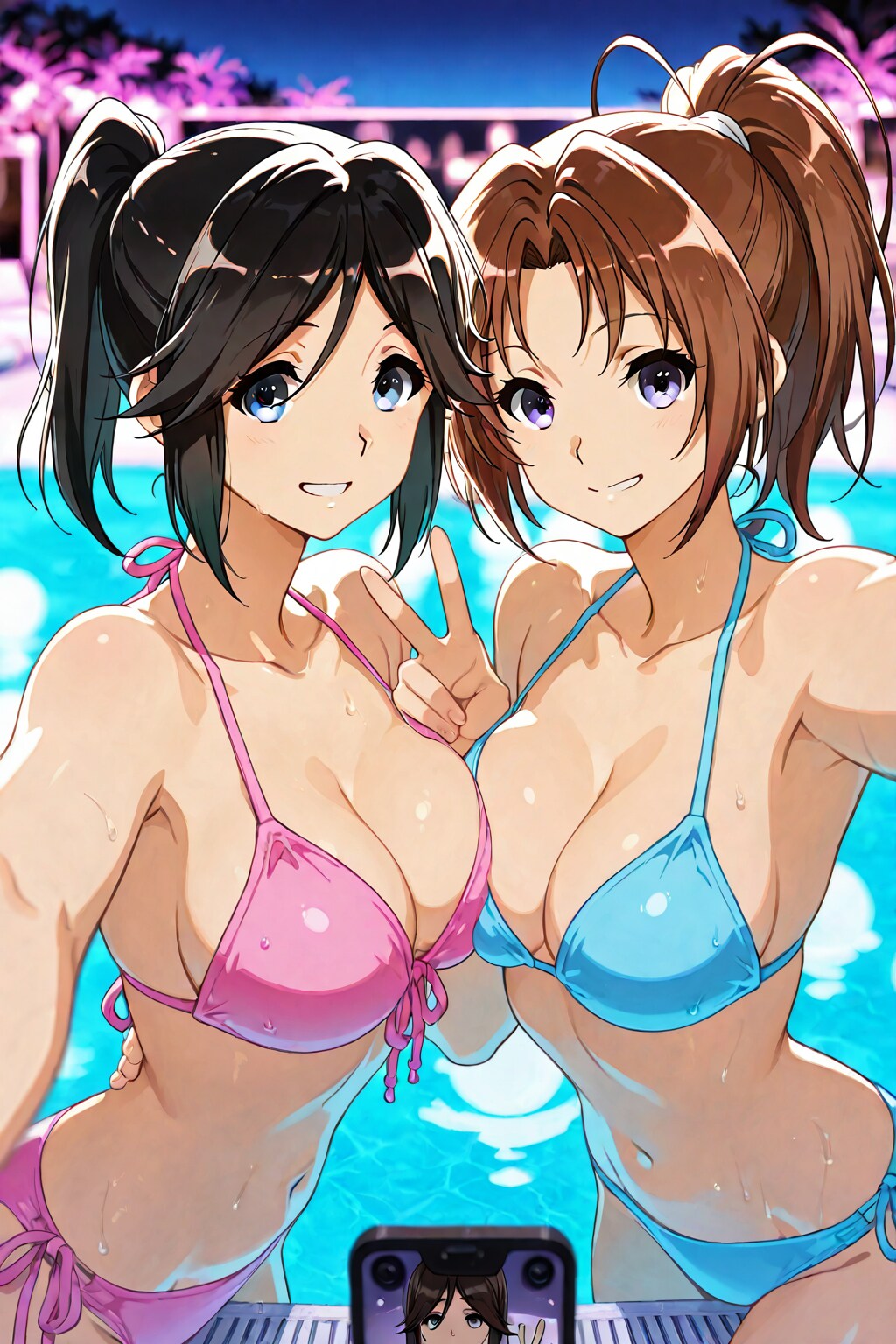 元南中北宇治2年生ポニテコンビのビキニで仲良し👙❤️