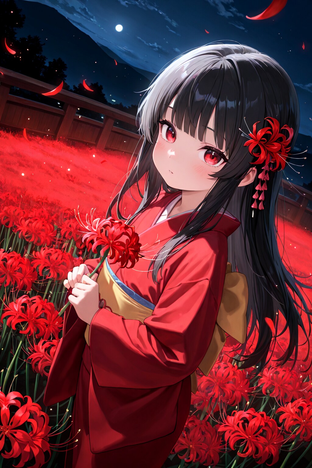 彼岸花と百合の花