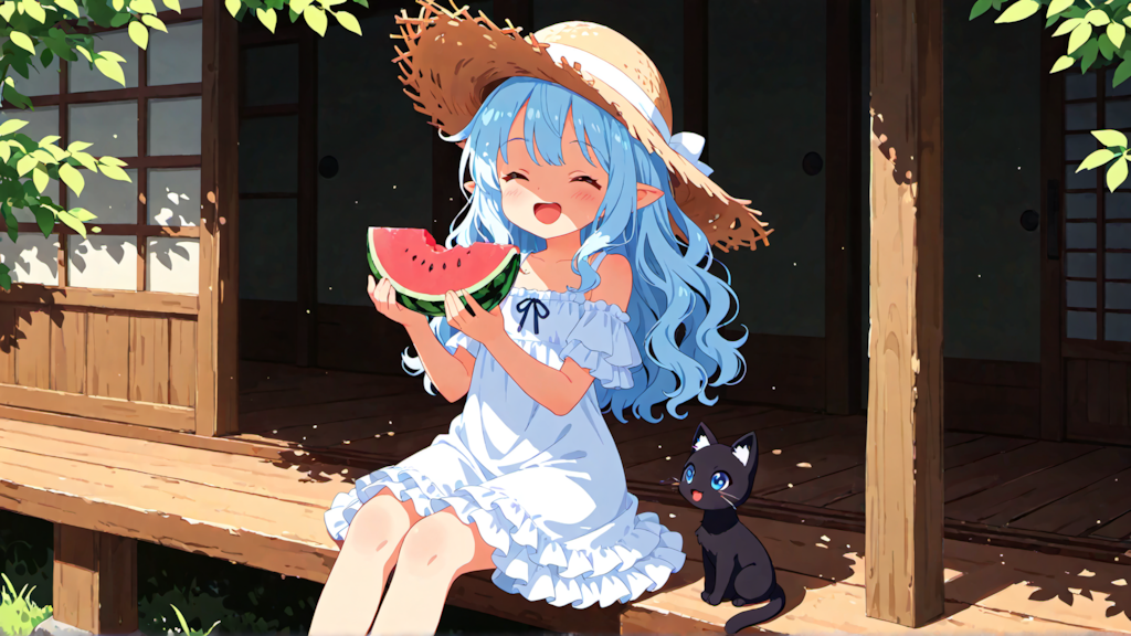 少女と黒猫は夏を満喫する。