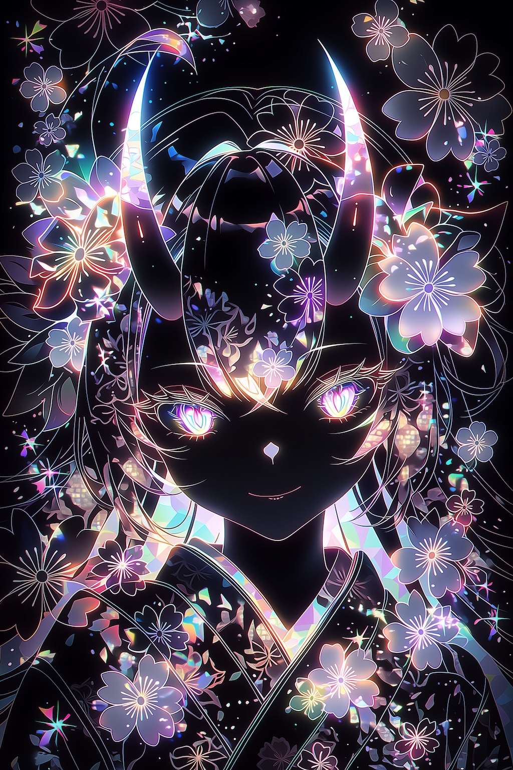 colorful flower neon