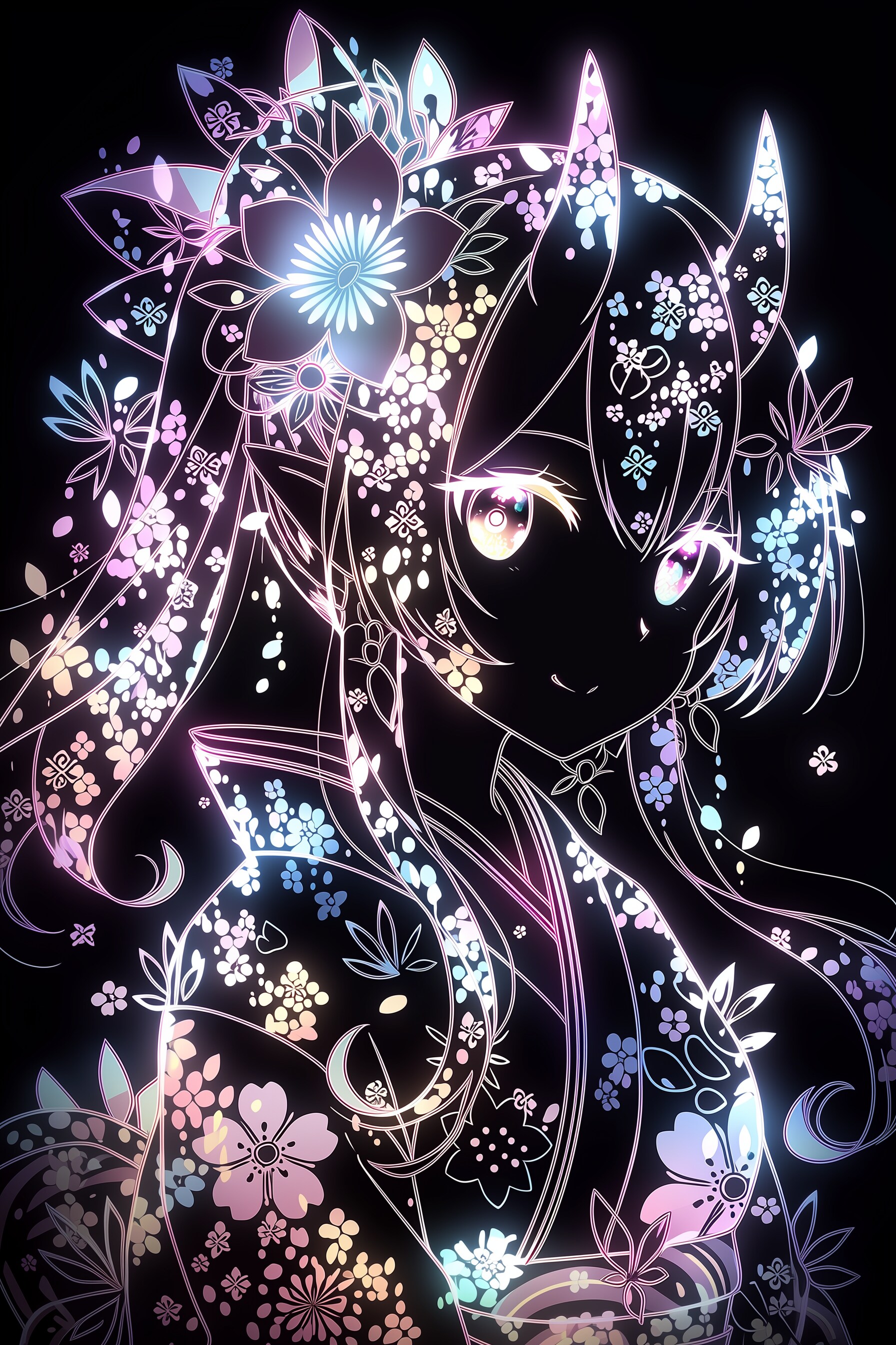 colorful flower neon | の人気AIイラスト・グラビア