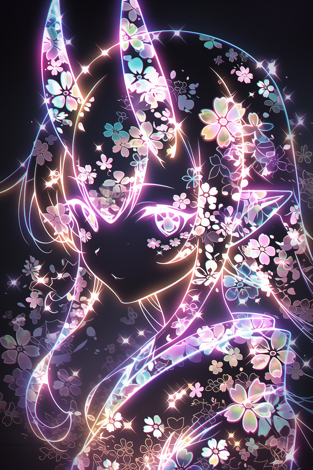 colorful flower neon