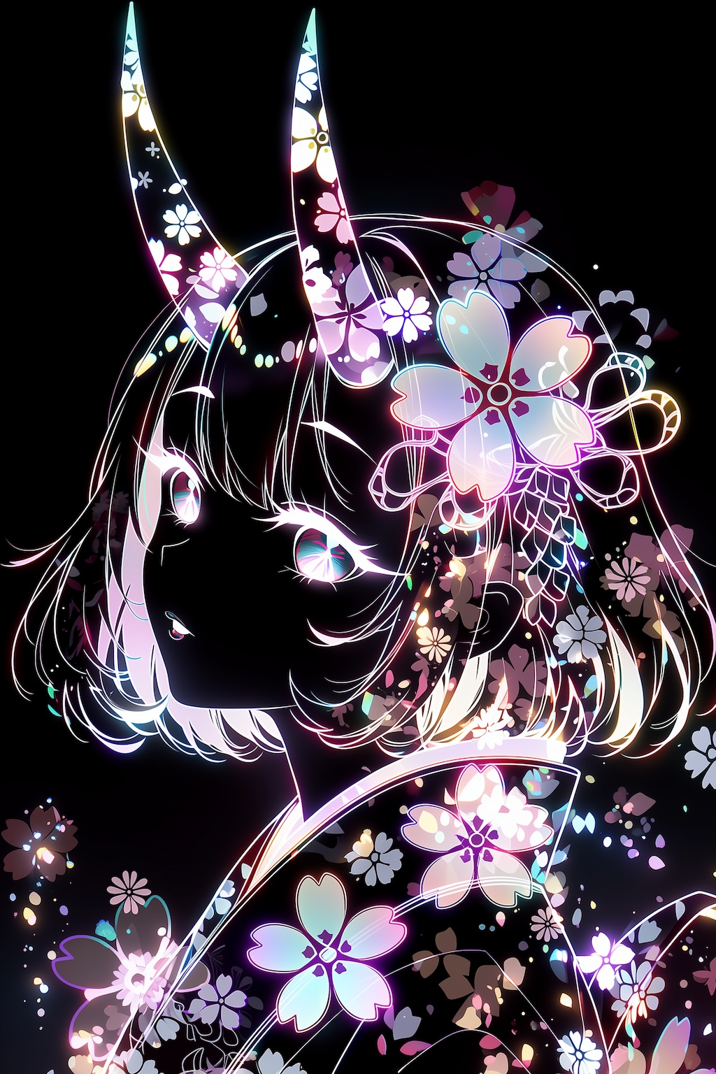 colorful flower neon