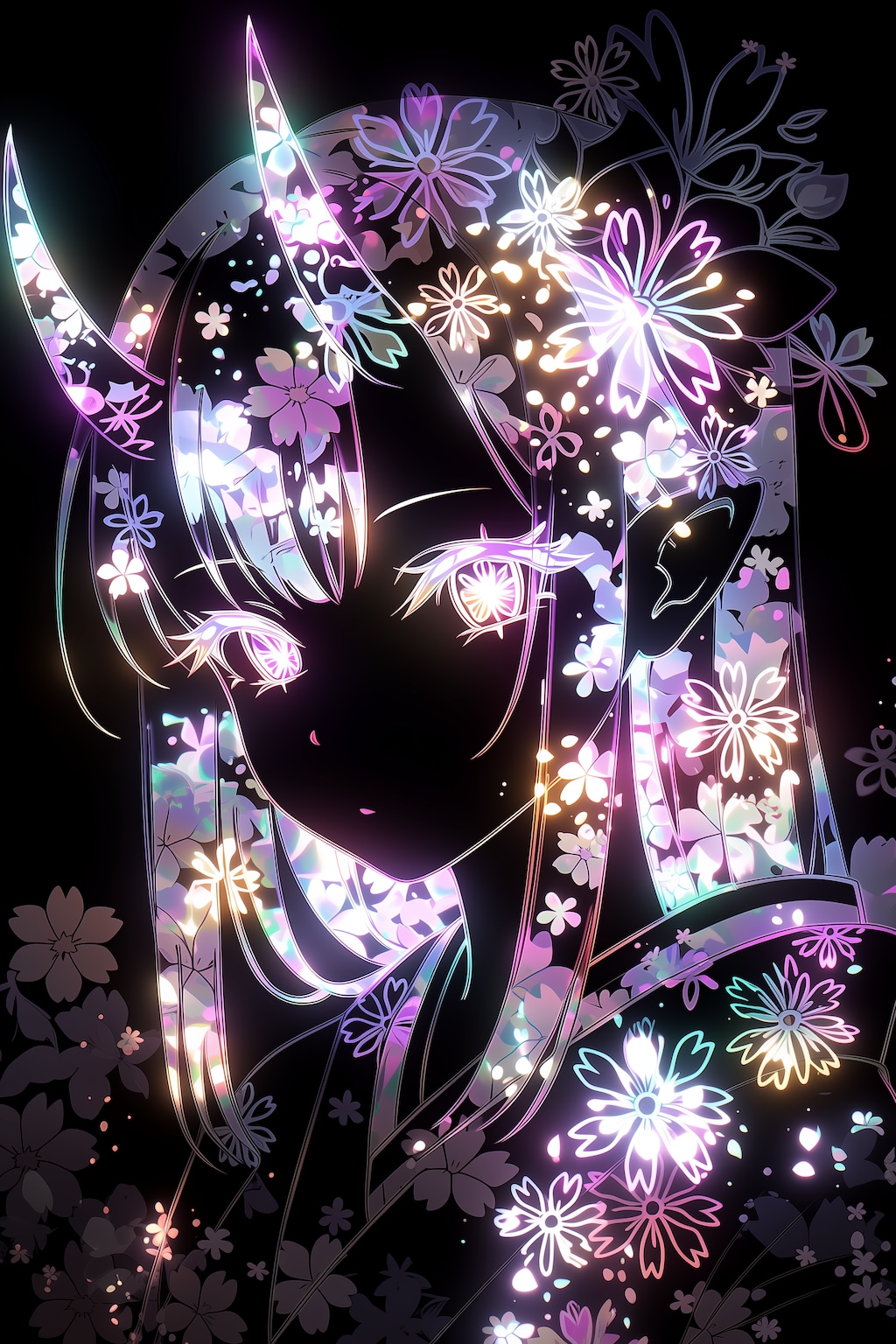 colorful flower neon