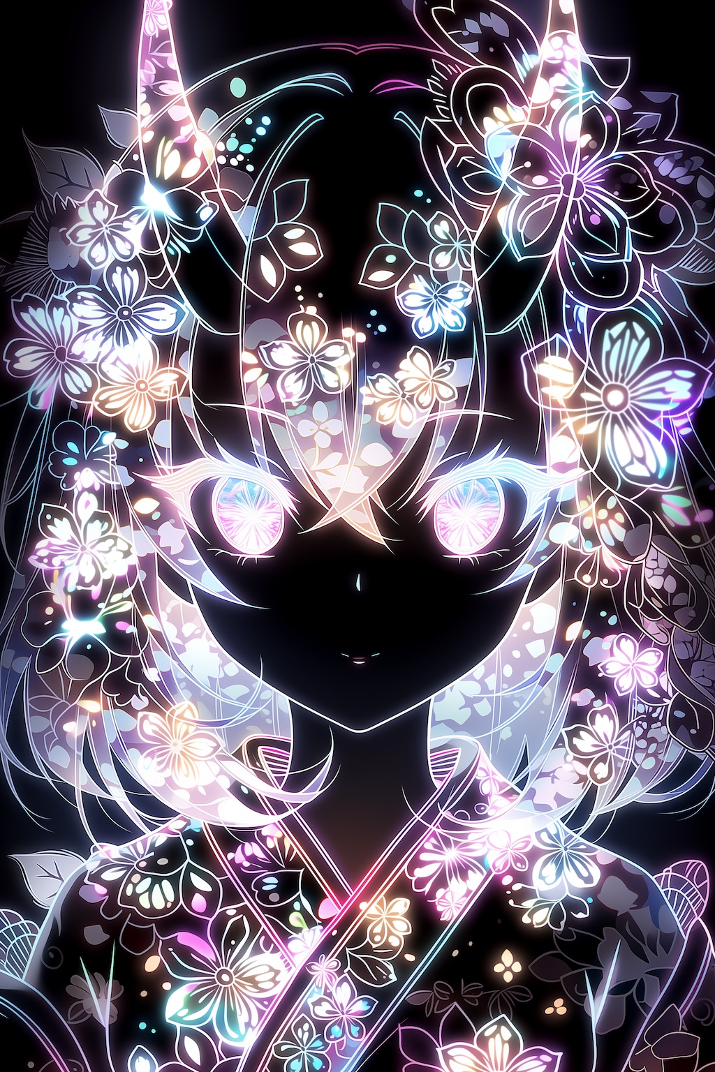 colorful flower neon