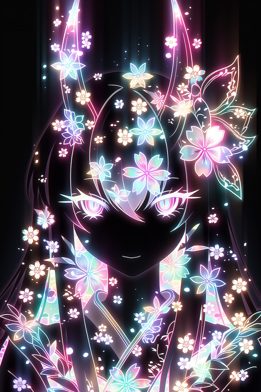 colorful flower neon