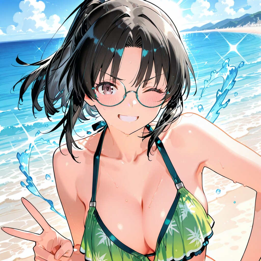 緑ビキニ楓ちゃん
