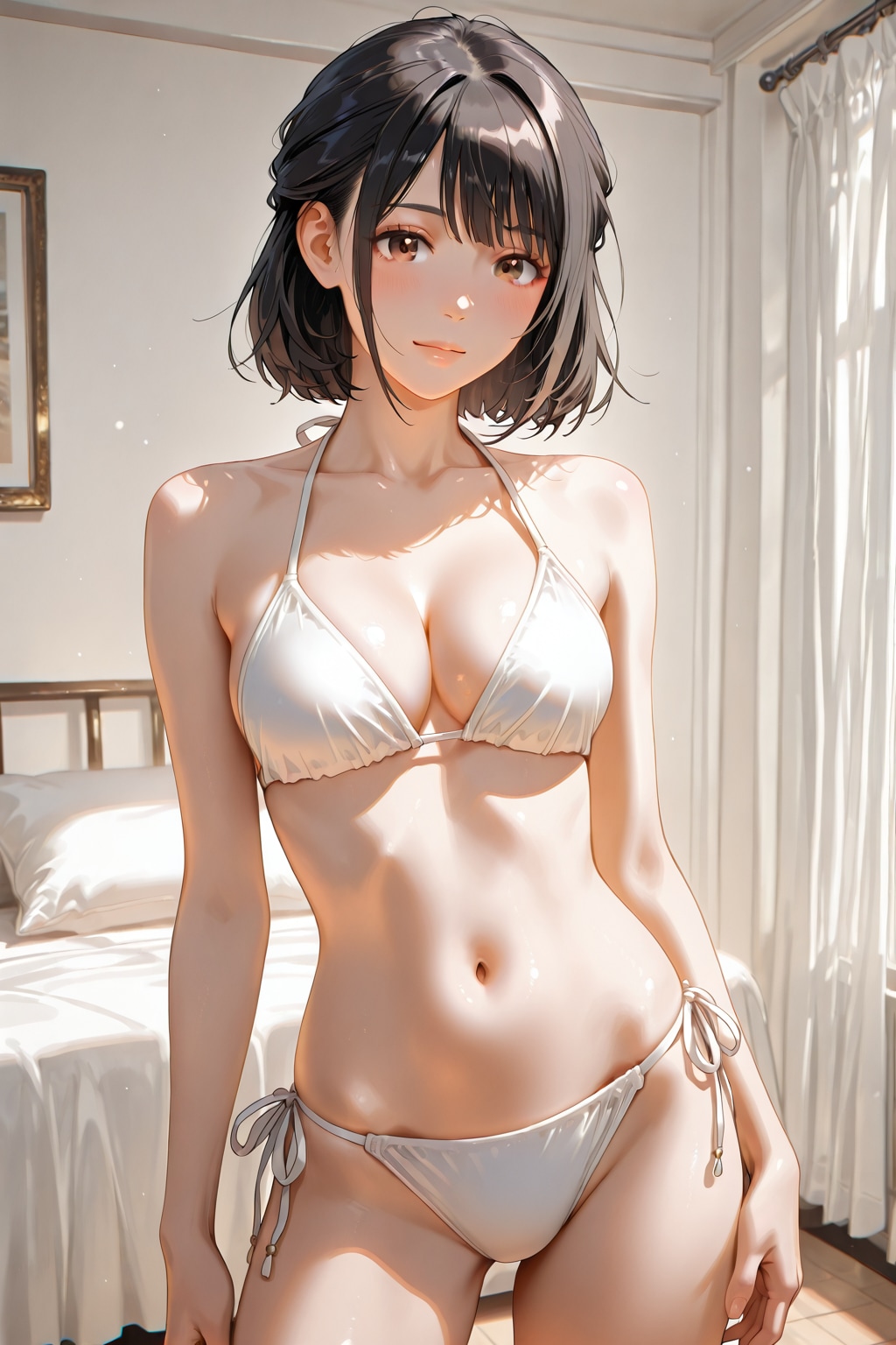 スレンダー白ビキニ美少女