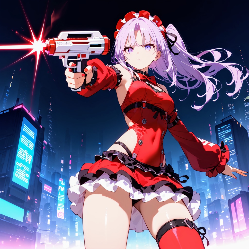 レーザーガン持った、ゴスロリ姉やん | の人気AIイラスト・グラビア