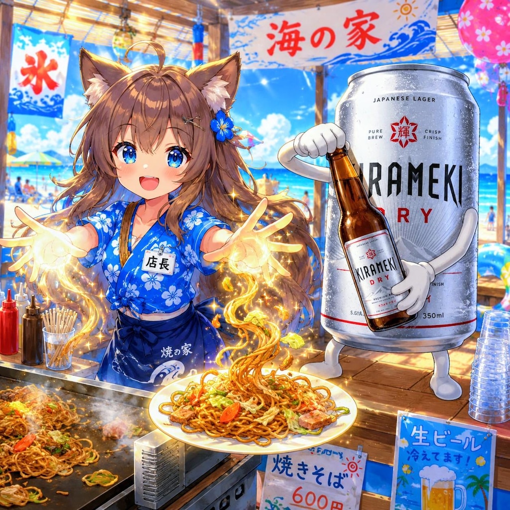 手から焼きそばを出せる小さな女の子