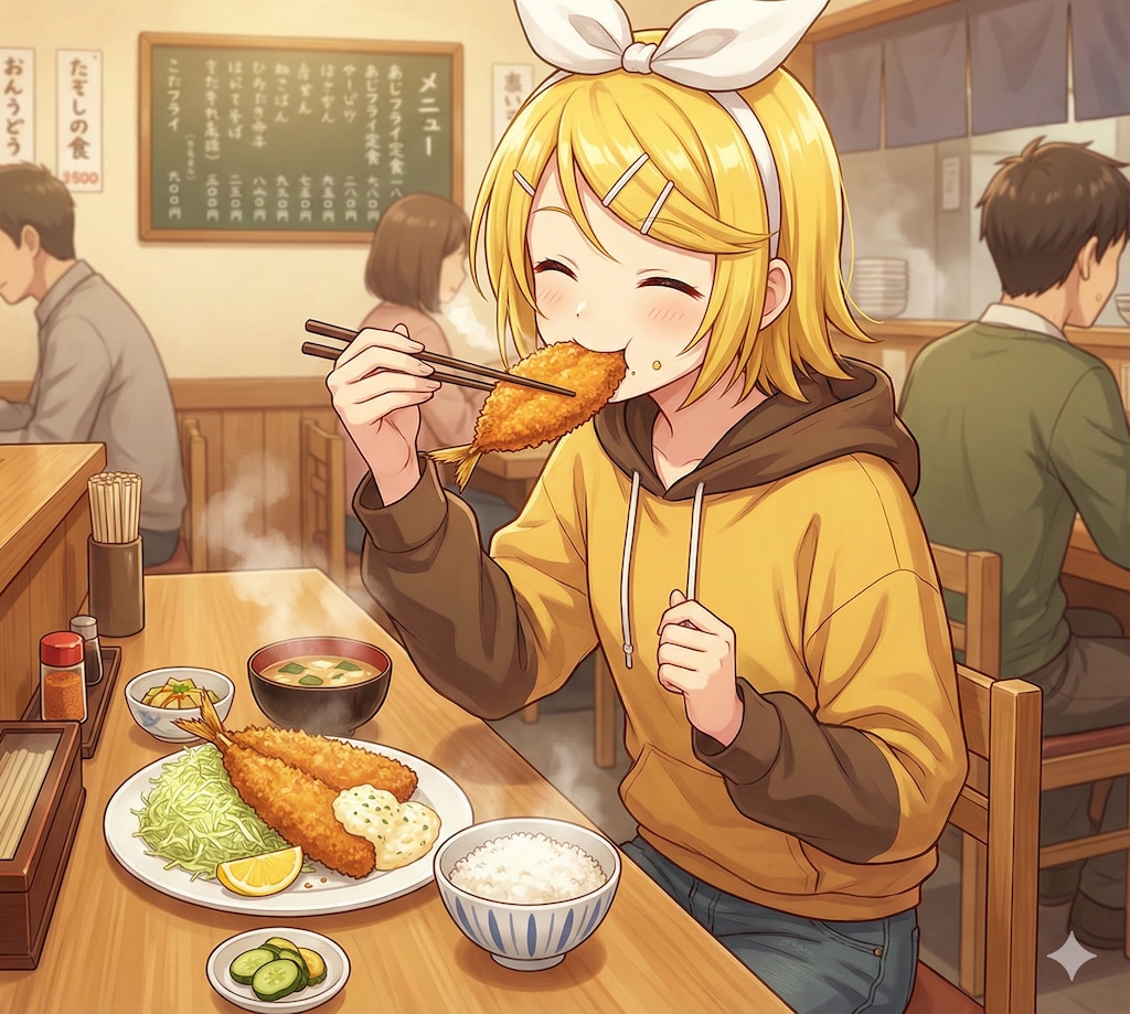 今日のお昼は、アジフライです