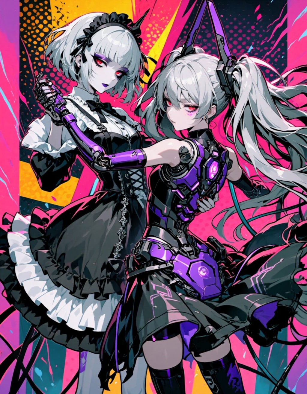 銀髪逃げ足速い＆サイボーグ銀髪ツインテお姉やん