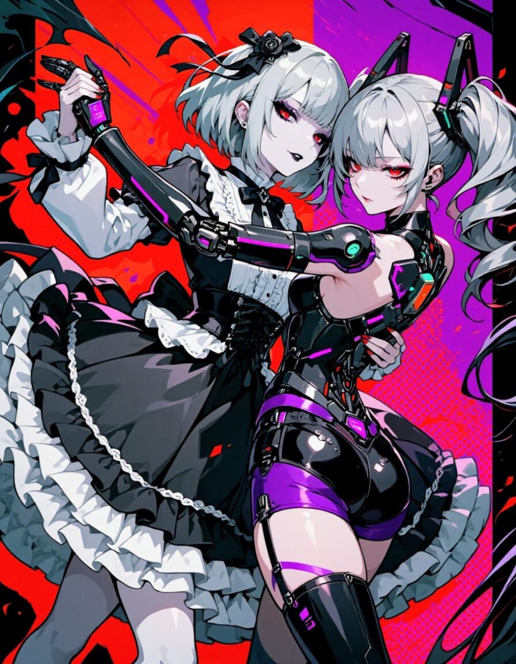 銀髪逃げ足速い＆サイボーグ銀髪ツインテお姉やん