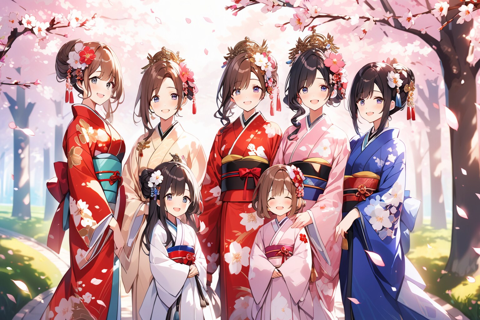 着物で花見