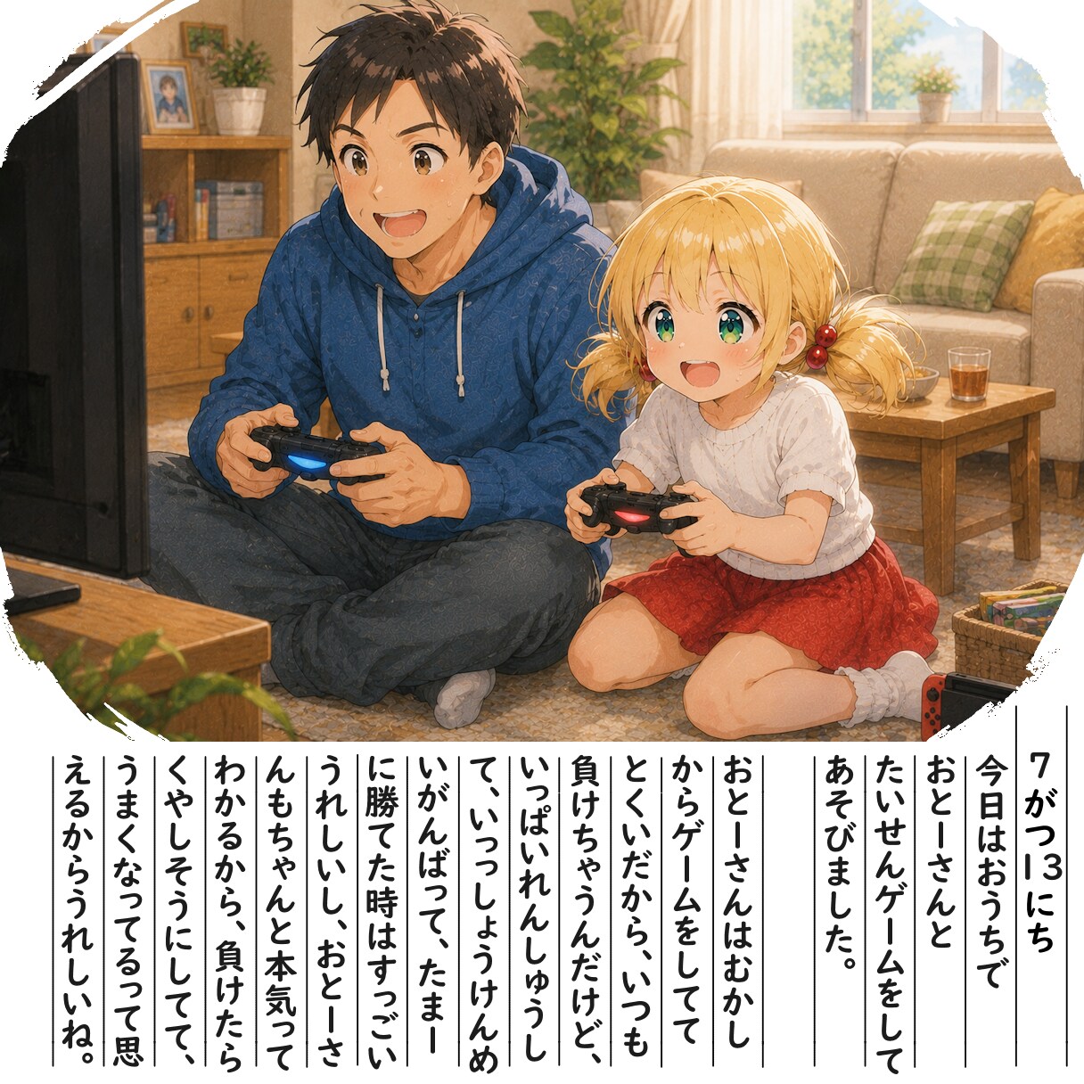 【絵日記】おとーさんと対戦