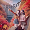 黒部ダムを楽しむ彼女 5枚目