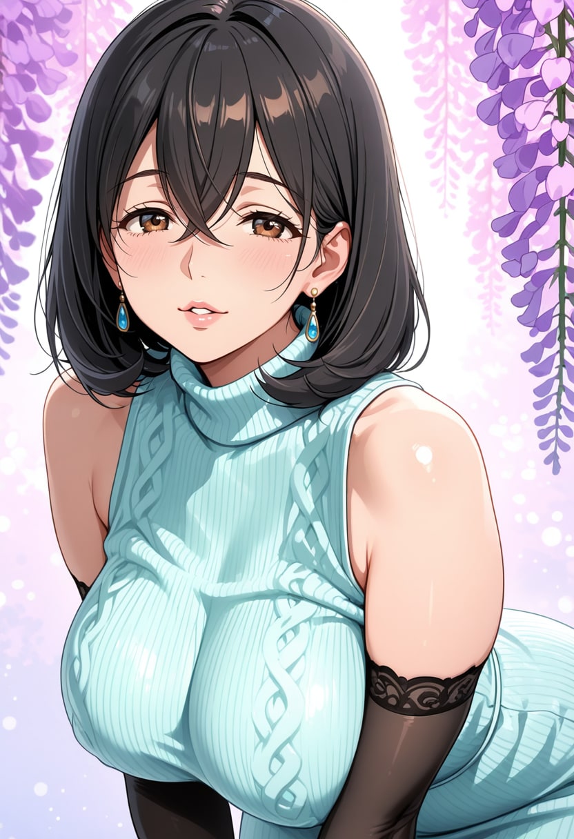 ニットと紫の藤