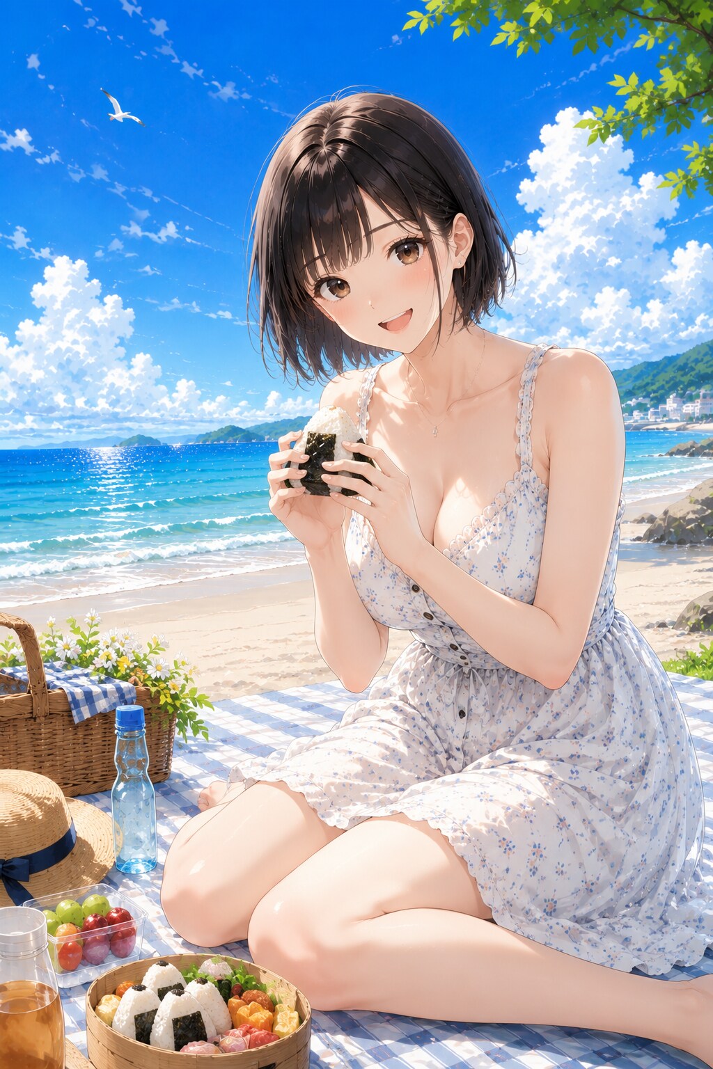 海岸で