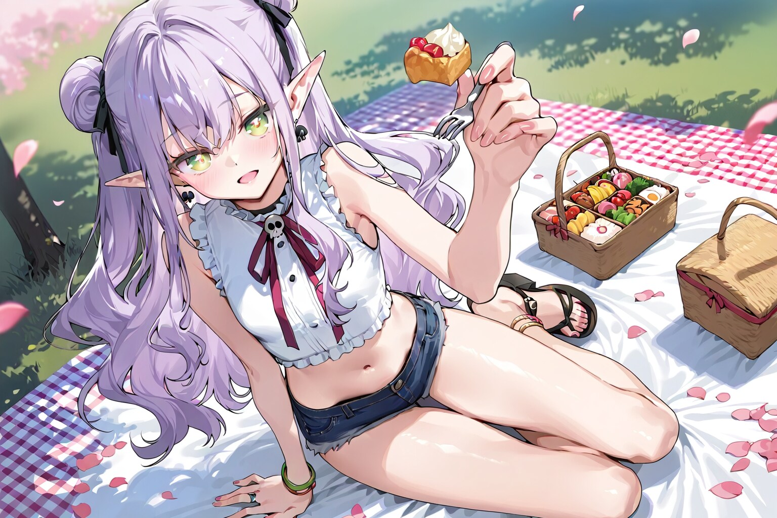 エルフなLILACちゃんとピクニック。※別衣装ver | の人気AIイラスト・グラビア