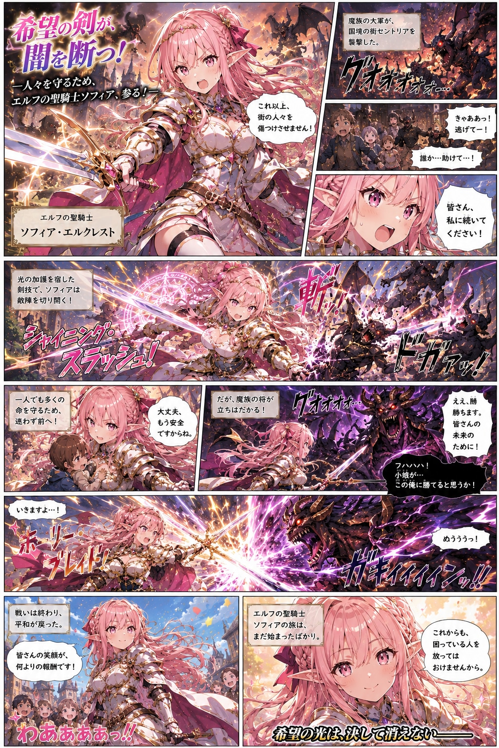 バトルするエルフの女の子