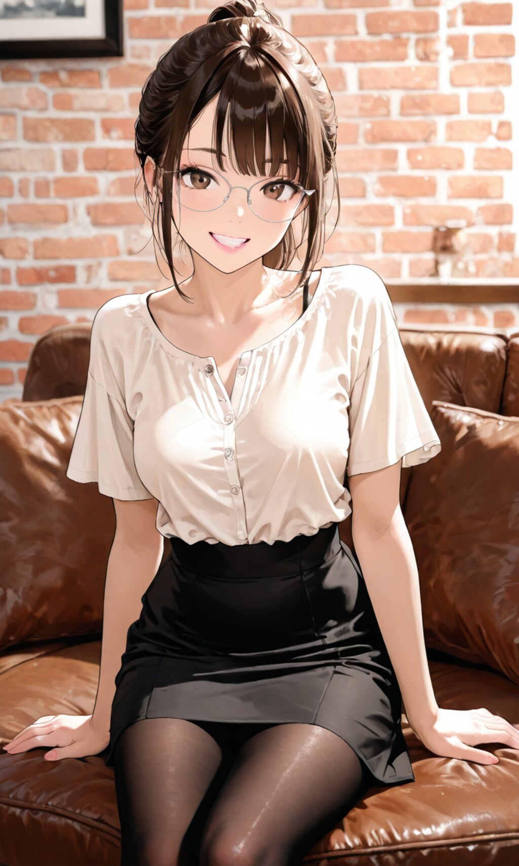 微笑むメガネのお姉さん