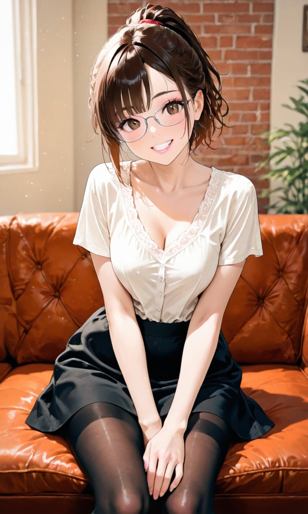 微笑むメガネのお姉さん