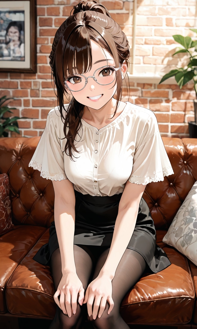 微笑むメガネのお姉さん | の人気AIイラスト・グラビア