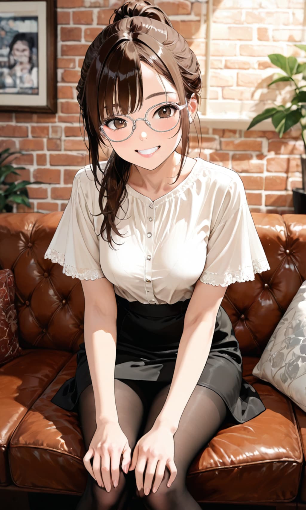 微笑むメガネのお姉さん