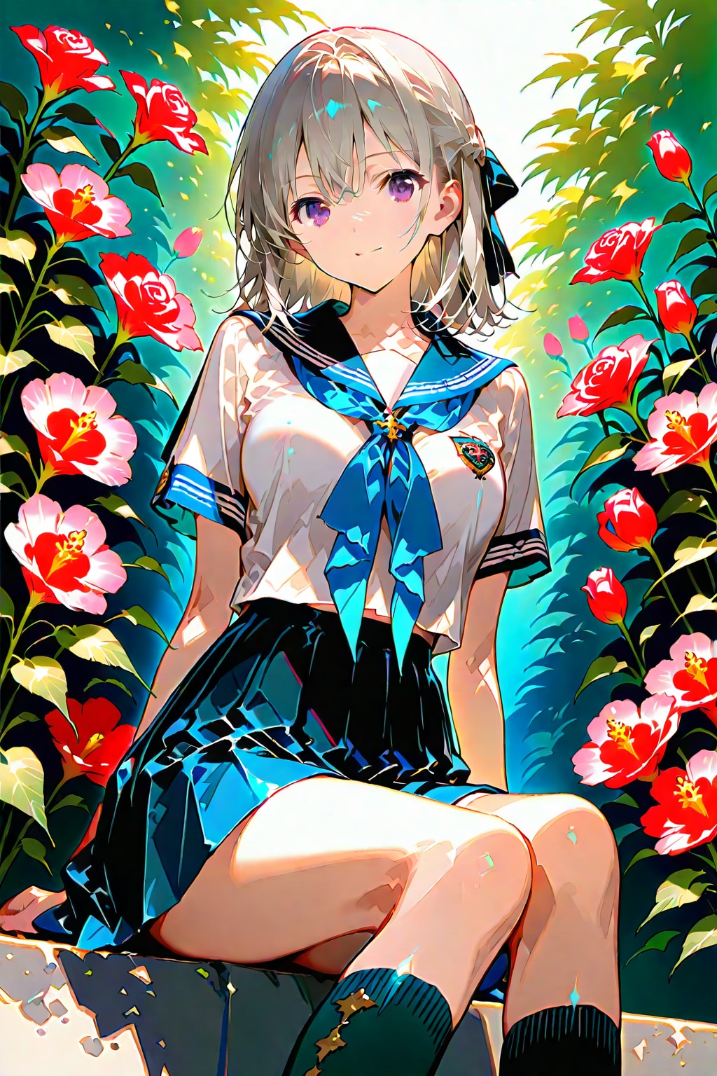 (938HQ)銀髪ちゃんセーラー服