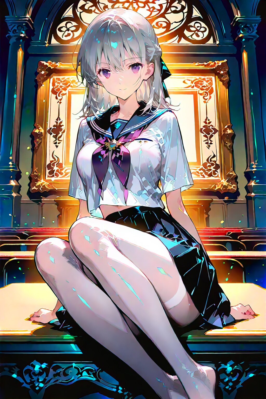 (938HQ)銀髪ちゃんセーラー服