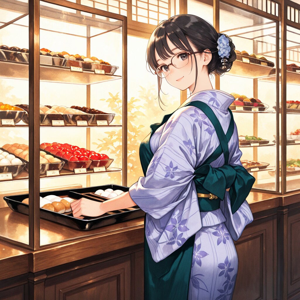 詩織ちゃん、老舗和菓子屋で働く | の人気AIイラスト・グラビア