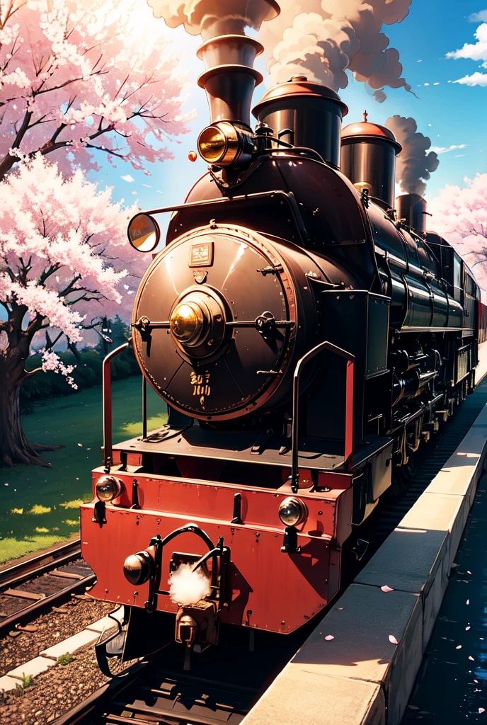 桜の中疾走SL | の人気AIイラスト・グラビア
