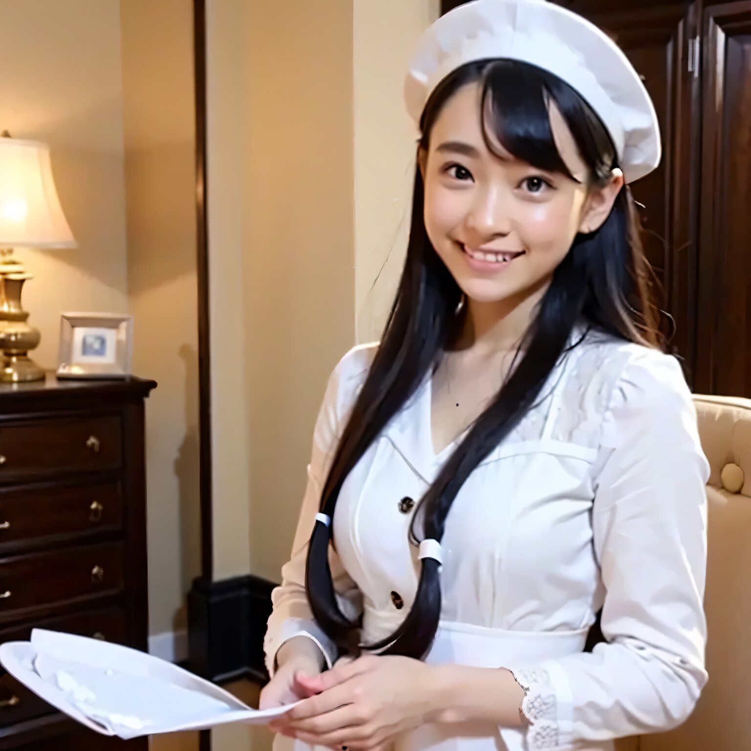 黒髪ロングでメイド服の美女７８ | の人気AIイラスト・グラビア