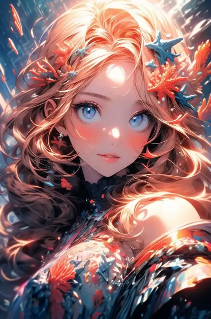 A girl dives into the depths of the ocean