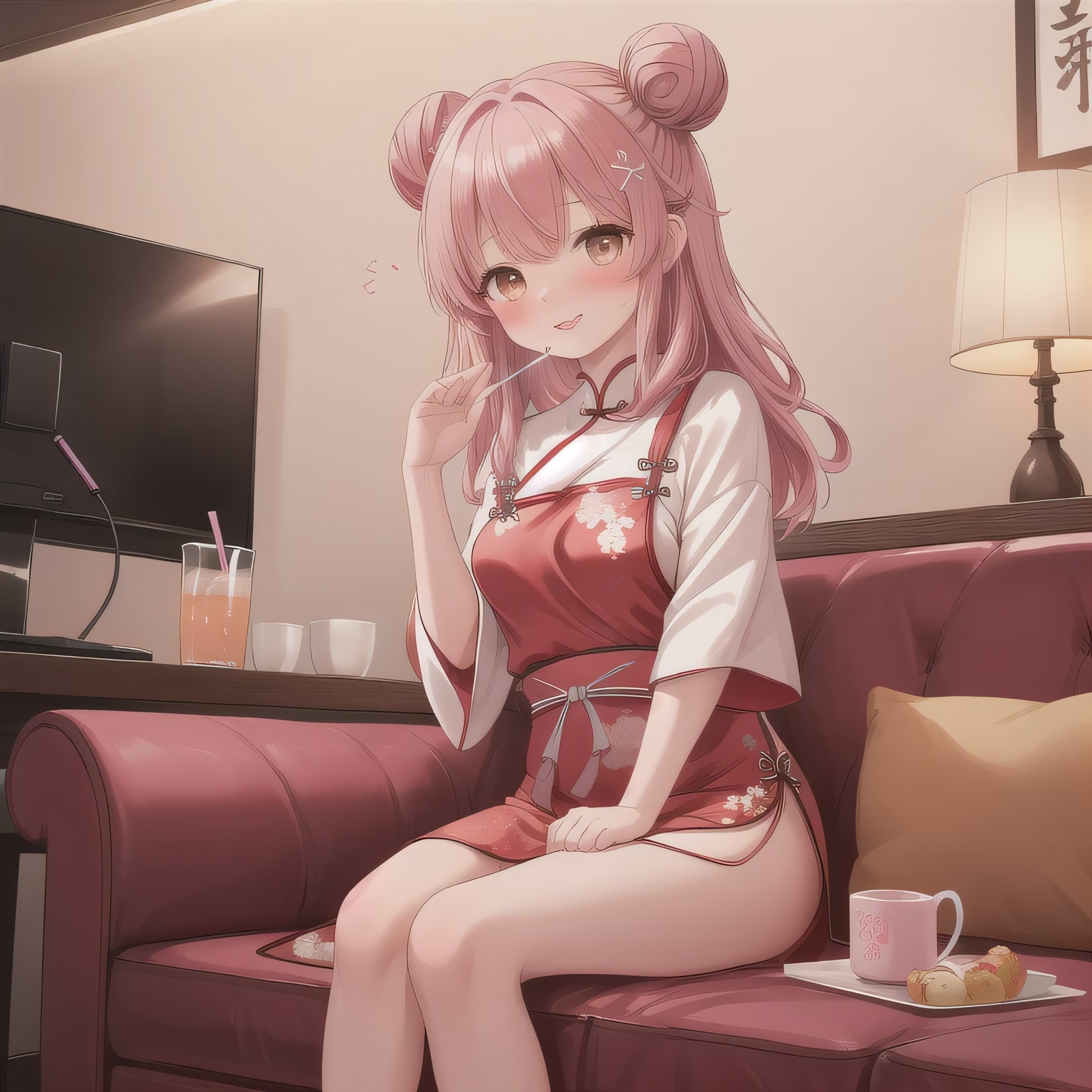 ピンク髪ロングで中華服の少女２ | の人気AIイラスト・グラビア