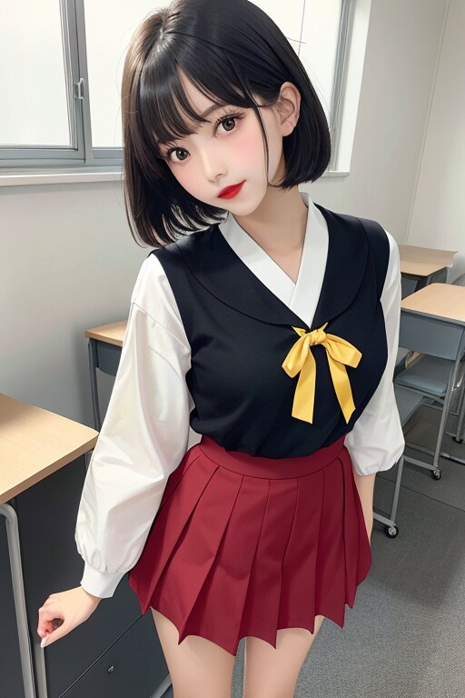 黒髪ショート女子校生（黄）