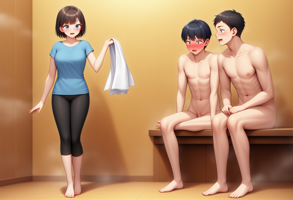 女性熱波師が男湯でロウリュ