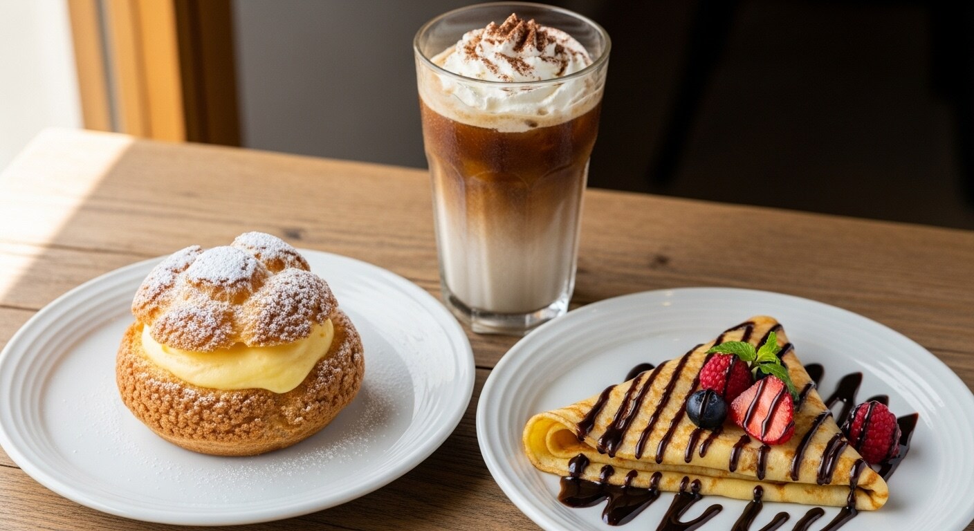 デザートのシュークリームとクレープのセット | の人気AIイラスト・グラビア