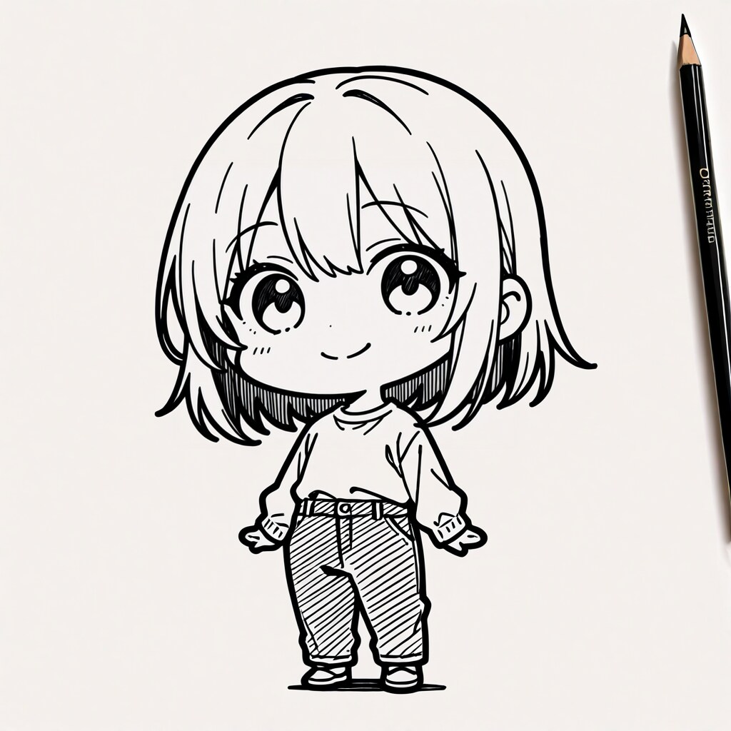 鉛筆画風味のミニお嬢さん