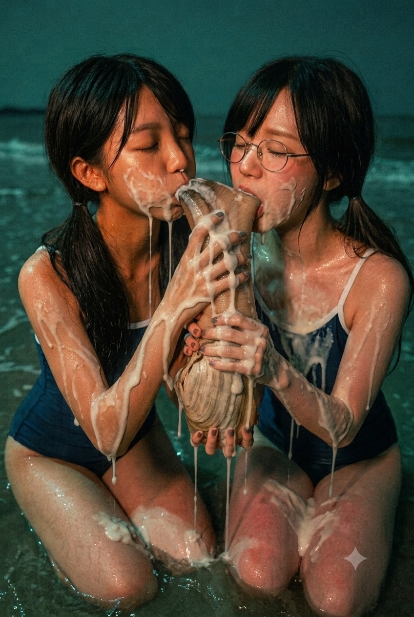 ミル貝を頬張る少女