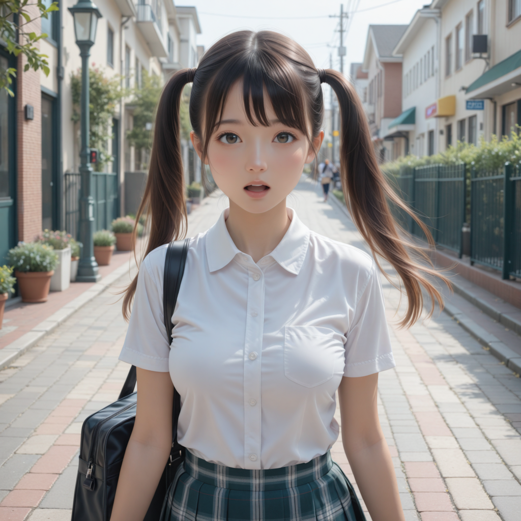 遅刻しそうな女子高生