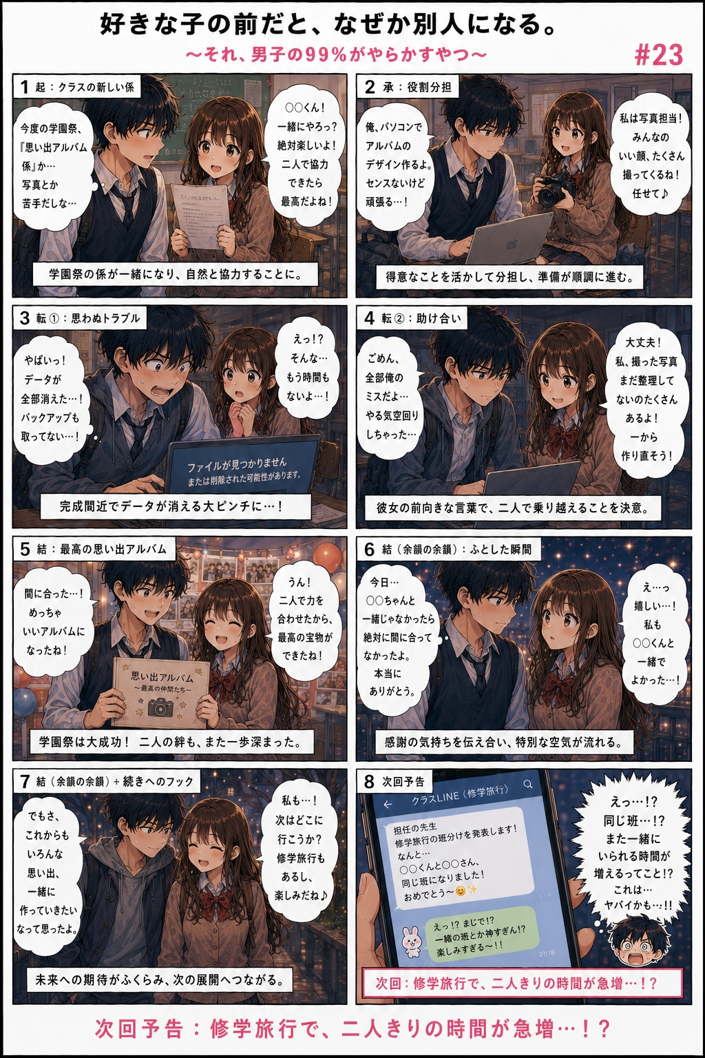 青春ラブコメシリーズ化：漫画生成GPT（GPTs）  「続きのストーリーの漫画を描いてください。」と言ったら続きができました。  #ChatGPT #カスタムGPT #GPTs #AI漫画 #AIイラ