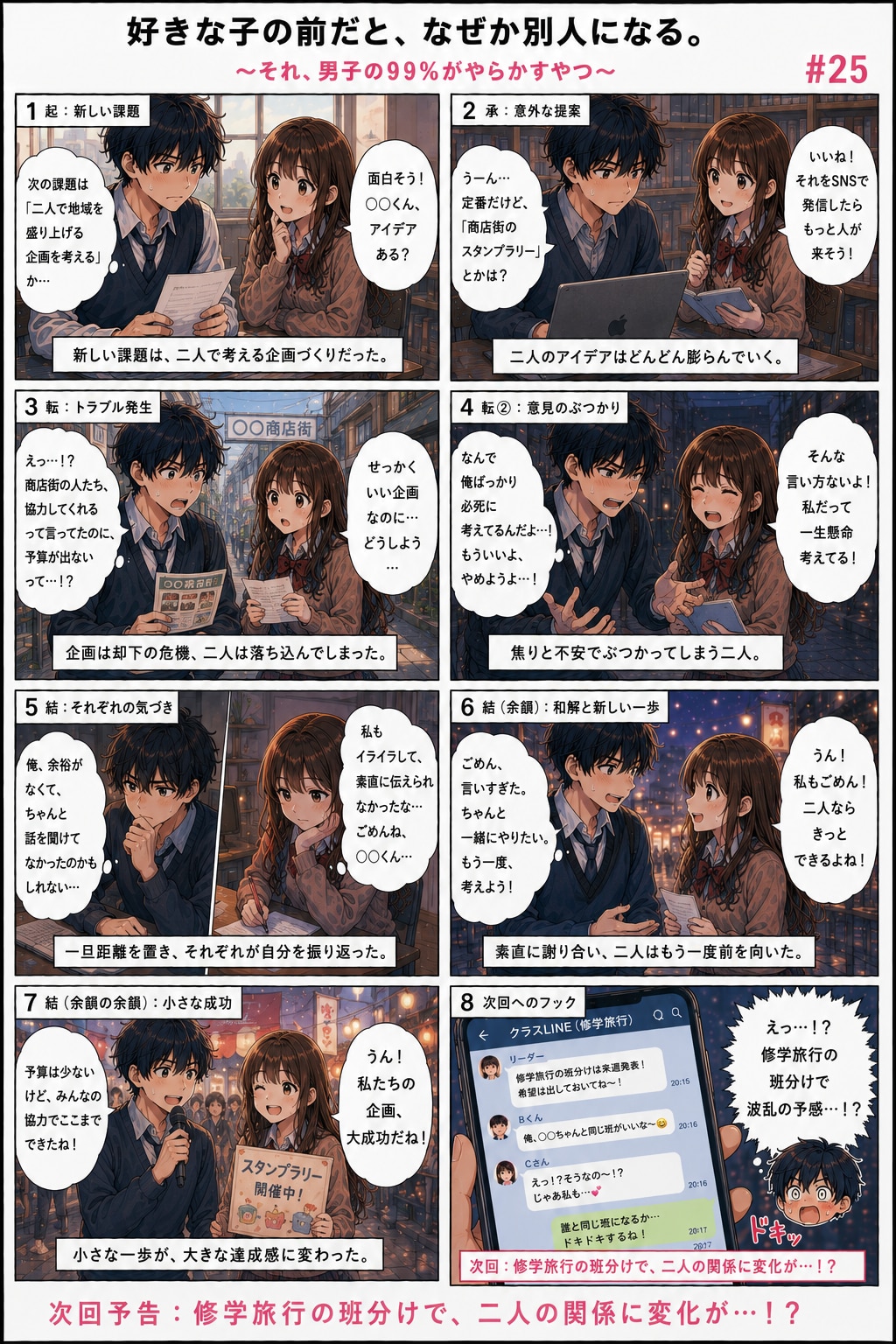 青春ラブコメシリーズ化：漫画生成GPT（GPTs）  「続きのストーリーの漫画を描いてください。」と言ったら続きができました。  #ChatGPT #カスタムGPT #GPTs #AI漫画 #AIイラ