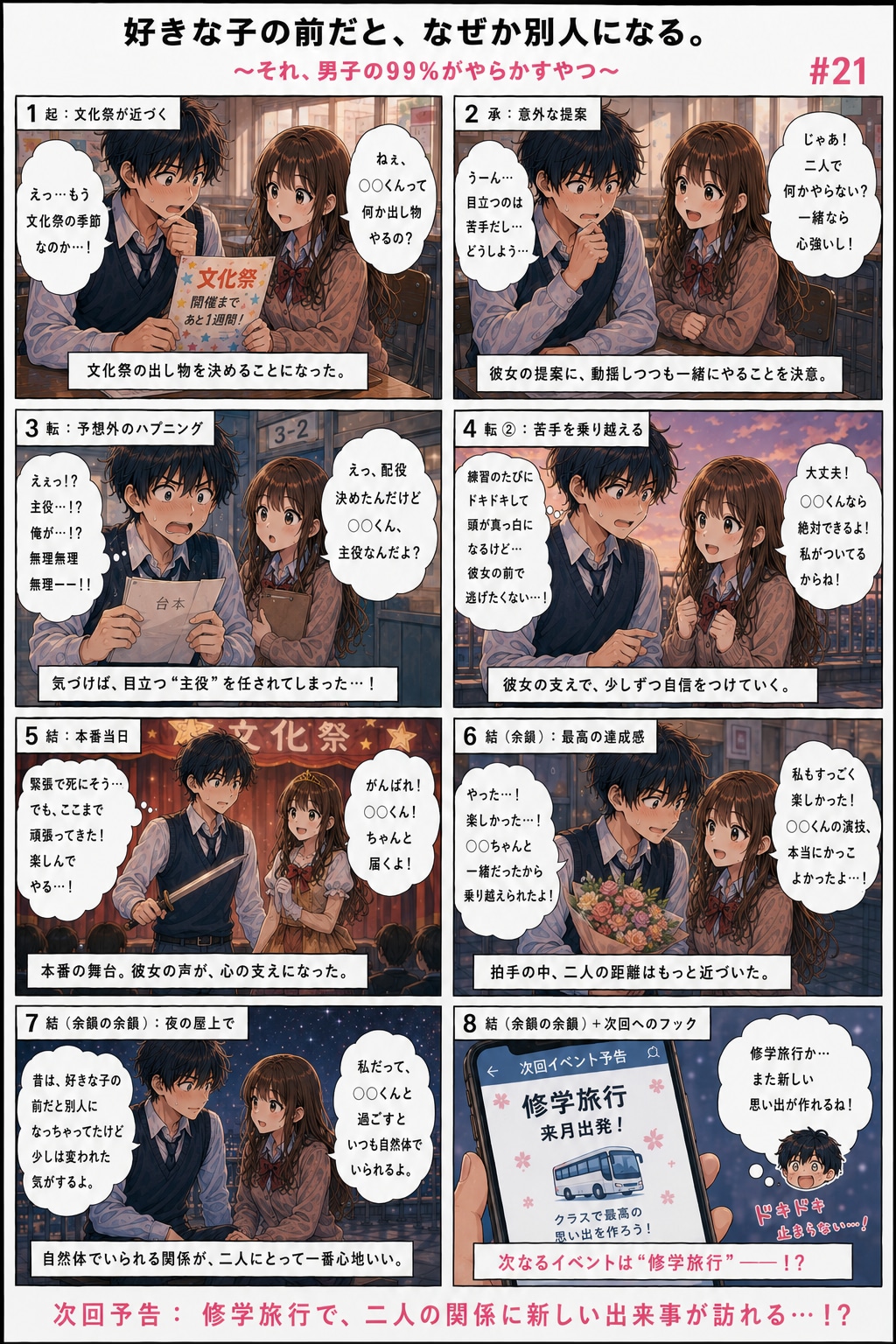 青春ラブコメシリーズ化：漫画生成GPT（GPTs）  「続きのストーリーの漫画を描いてください。」と言ったら続きができました。  #ChatGPT #カスタムGPT #GPTs #AI漫画 #AIイラ