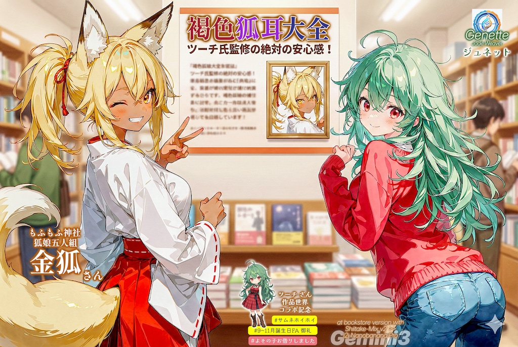 サムネホイホイ：本屋で金狐さんを見かけたジュネット (for ツーチさん)【誕生日FA御礼】