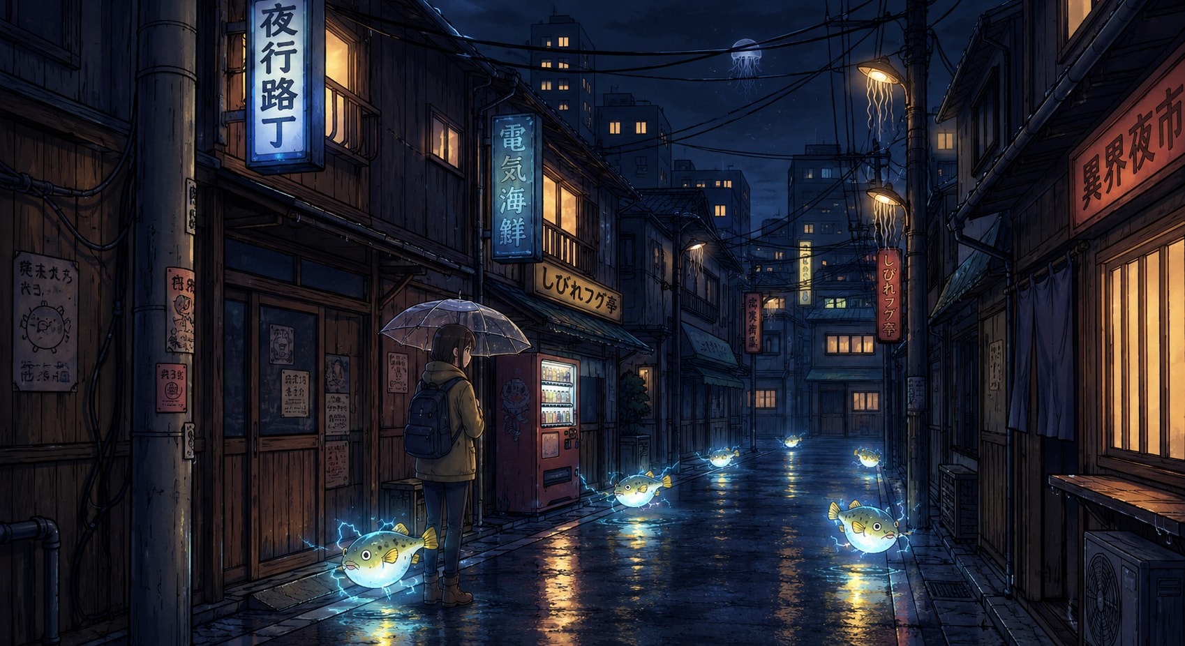 「夜行路丁、雨の夜」 | の人気AIイラスト・グラビア