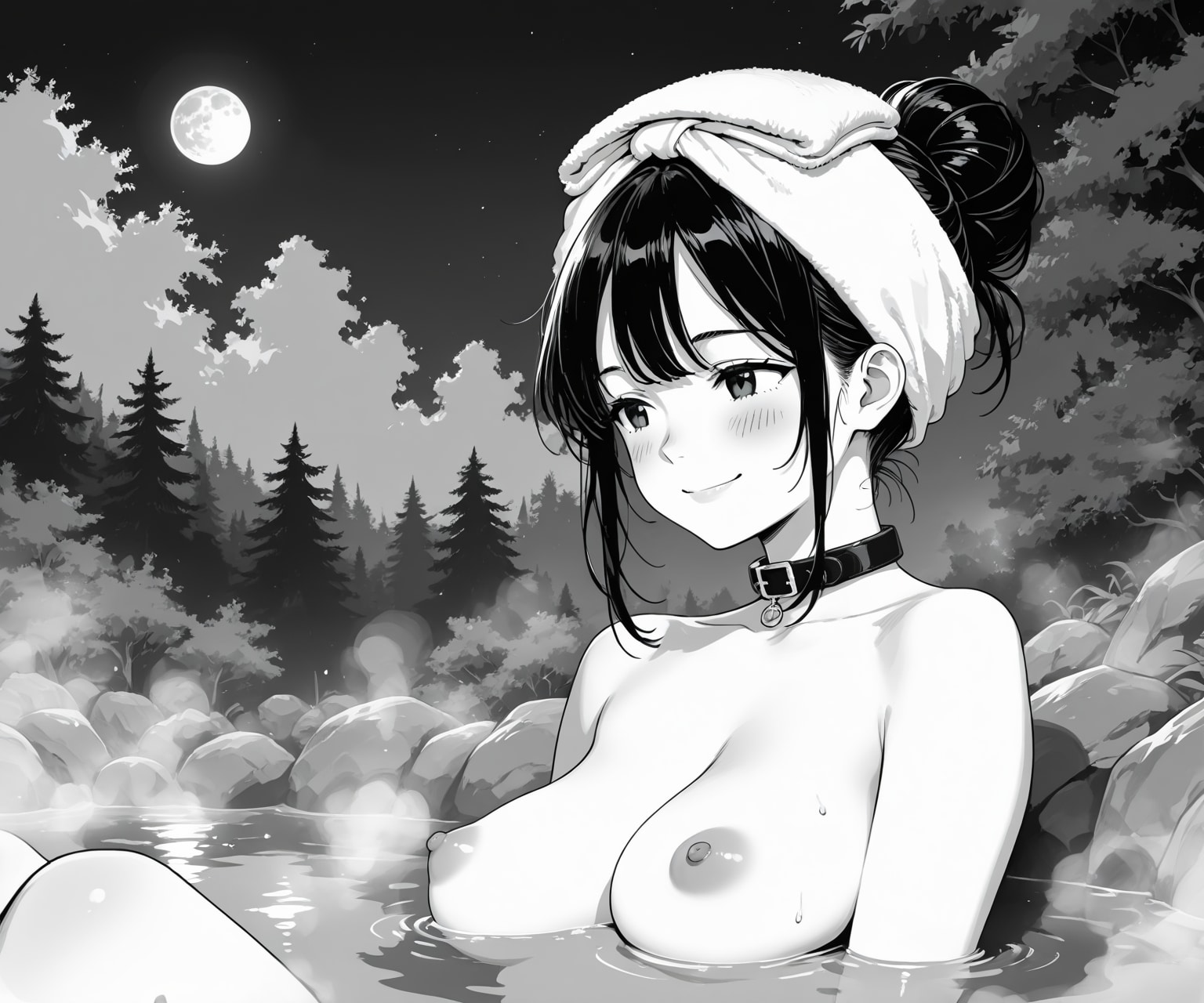 露天風呂（モノクロ版）