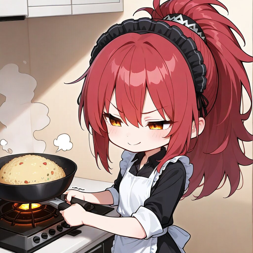 チャーハンを作る女の子