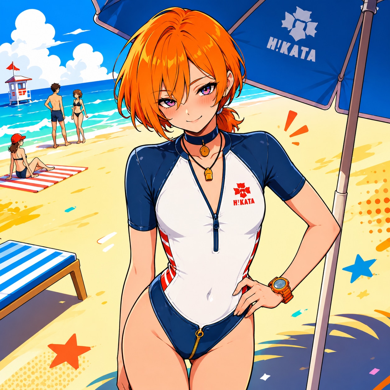 海辺の新人ライフセーバー風コーデ②
