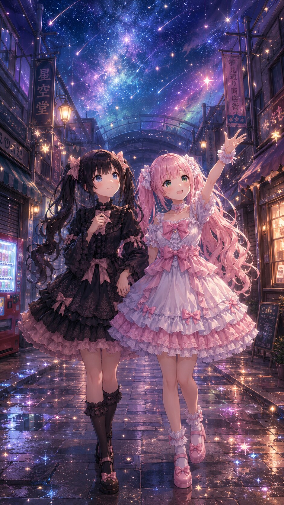 【街×幻想シリーズ】夜の商店街の空に降り注ぐ星【1/4】